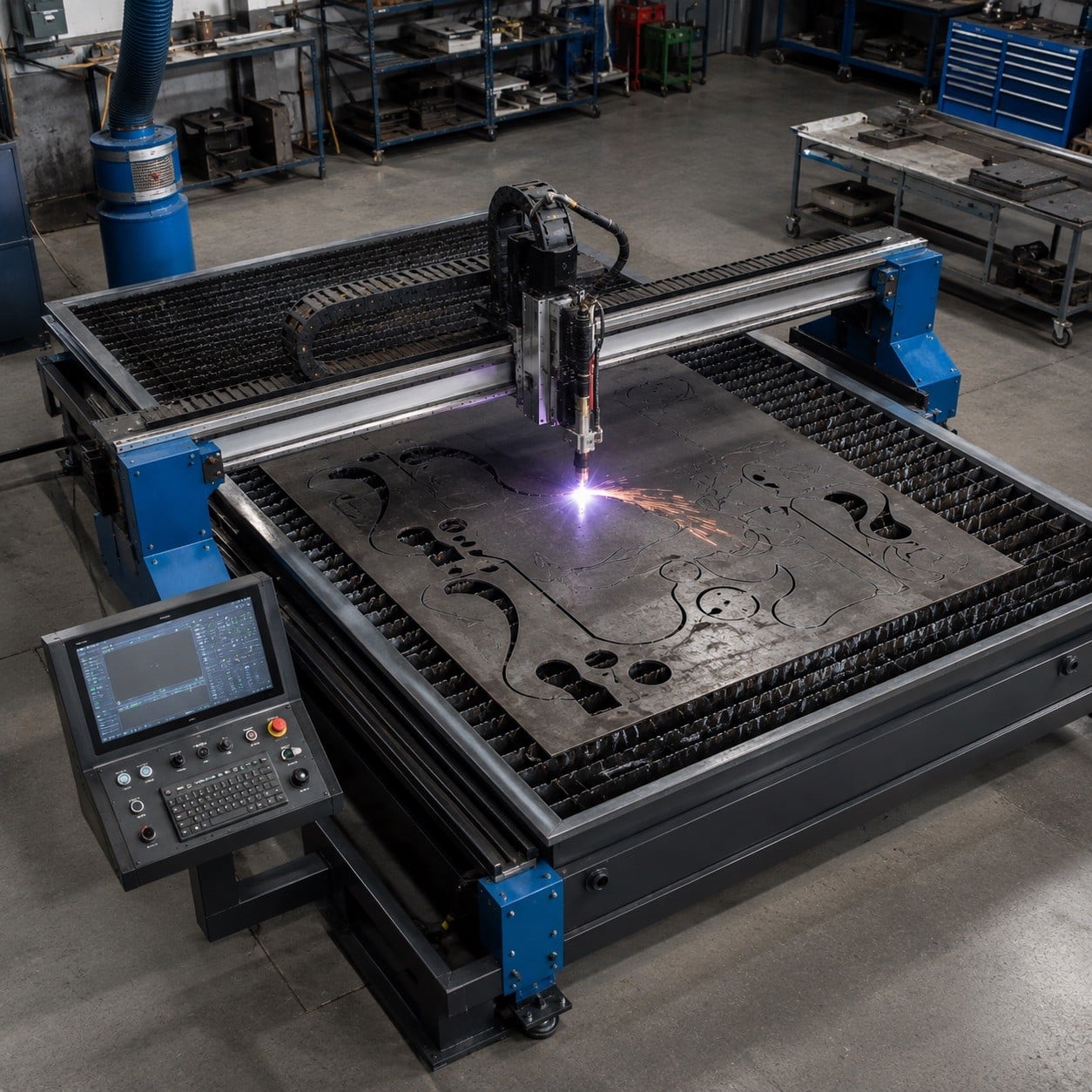 Cortadora de plasma CNC automatizando el corte de una chapa