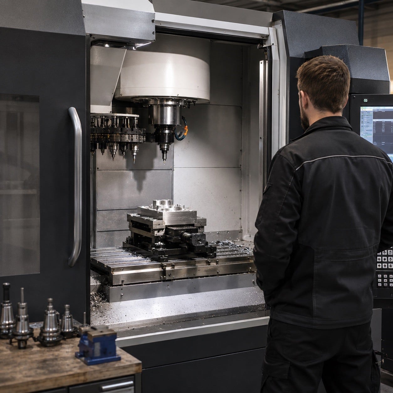 Fresadora CNC profesional en un taller de mecanizado