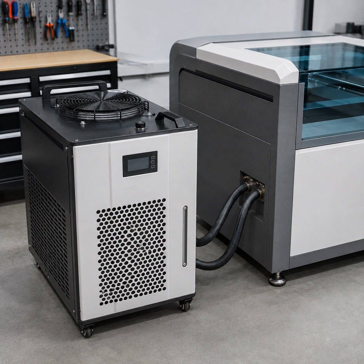 Chiller de refrigeración conectado a un tubo láser CO2