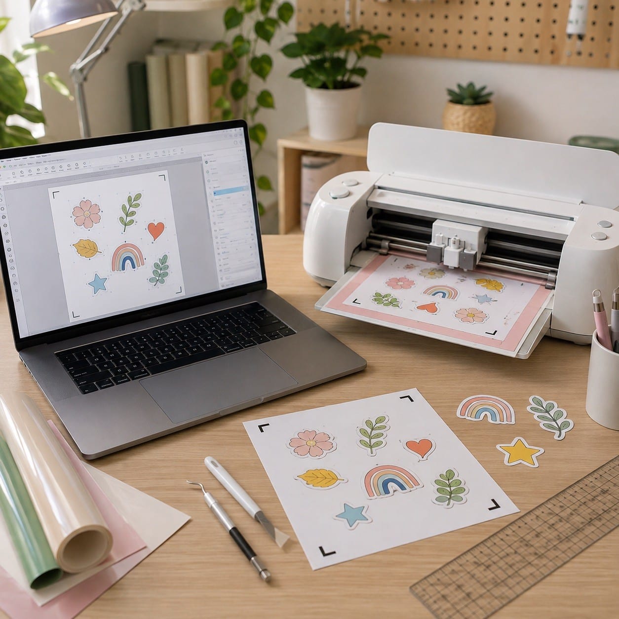 Software de diseño y plotter de corte preparados para un proyecto tipo Silhouette Studio