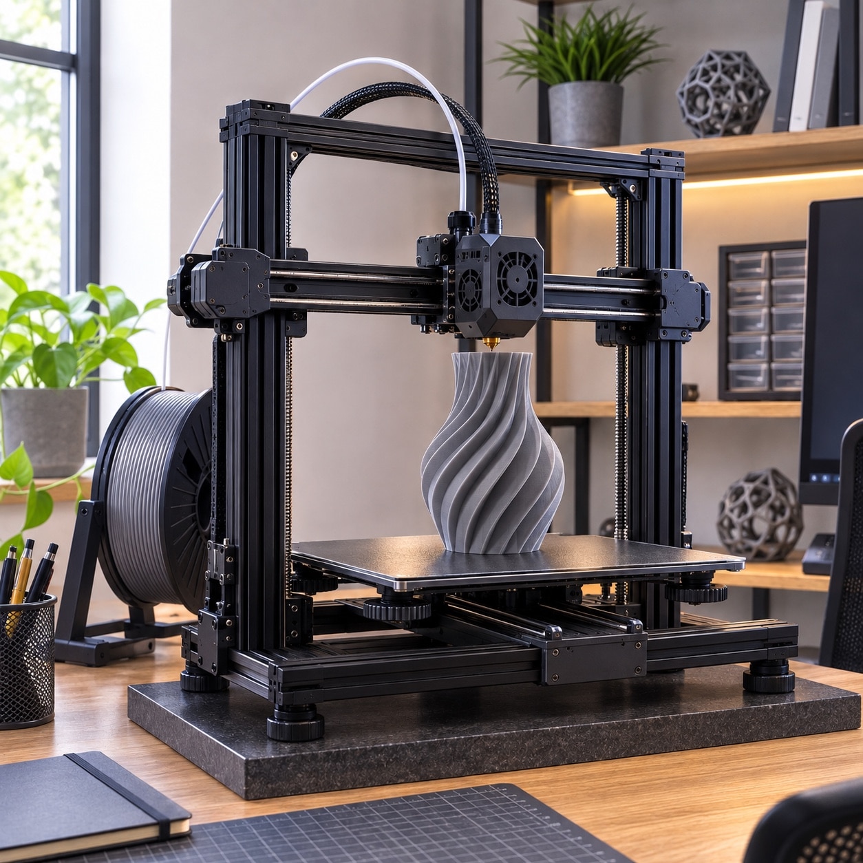 Impresora 3D con sensor de autonivelación midiendo varios puntos de la cama