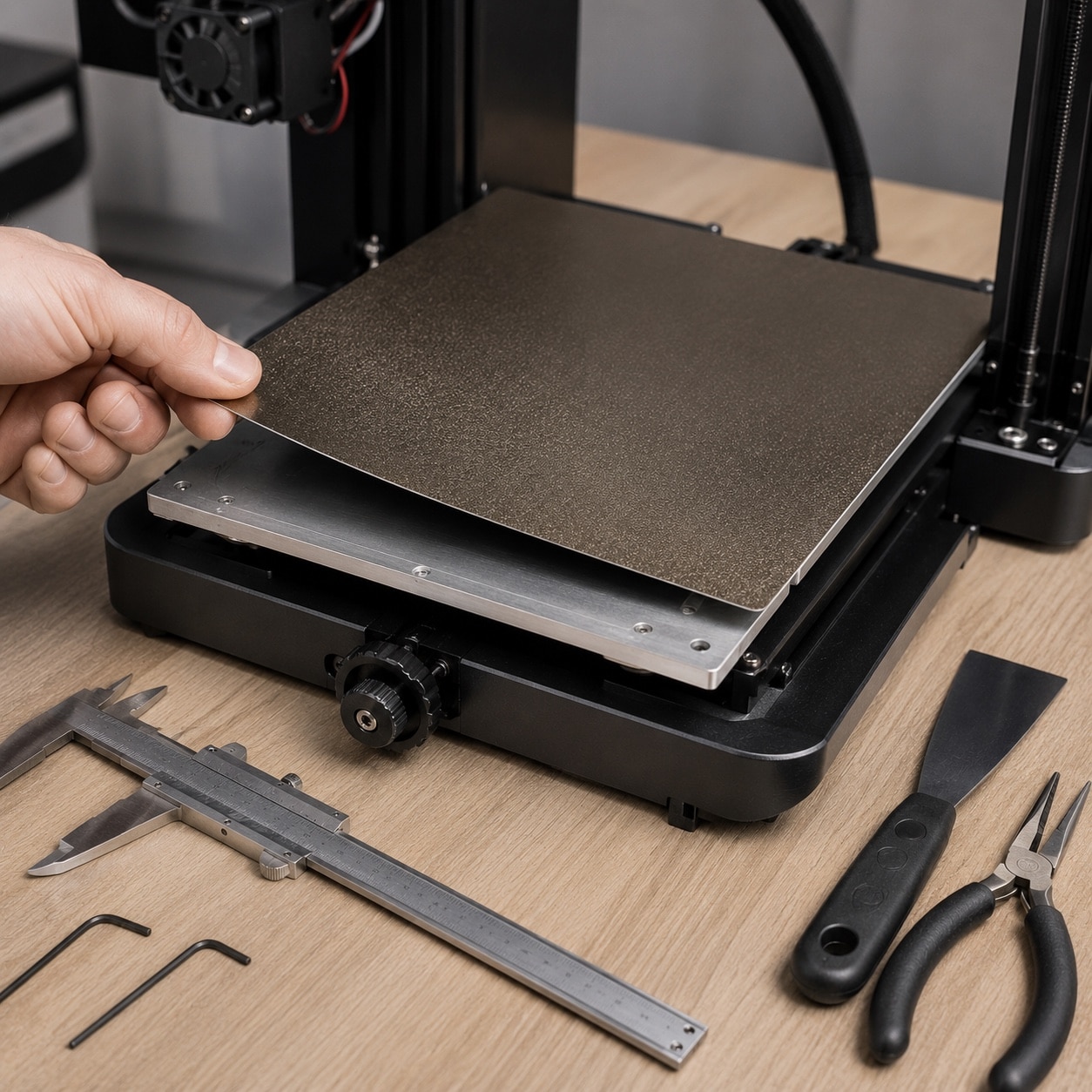 Cama de impresora 3D con superficie de impresión desmontable