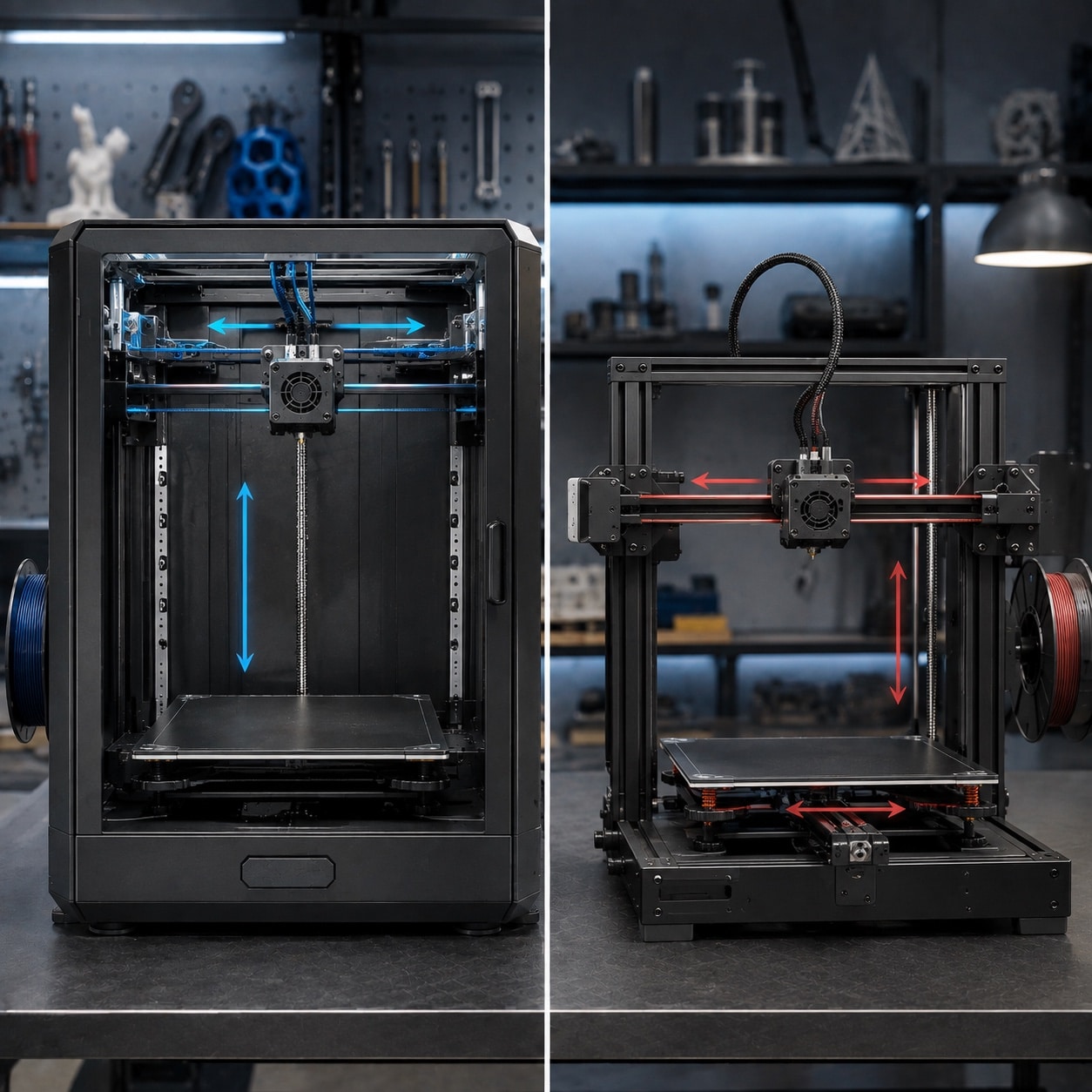 Comparación entre una impresora 3D CoreXY y una cartesiana