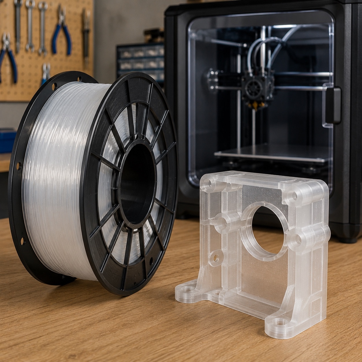 Filamento de nylon y piezas mecánicas impresas en 3D