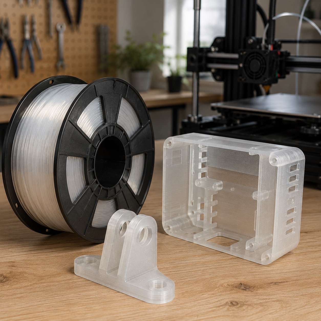 Bobina de PETG y piezas funcionales impresas en 3D
