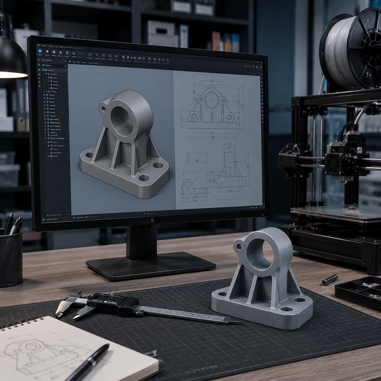 Diseño paramétrico de una pieza funcional en FreeCAD para impresión 3D