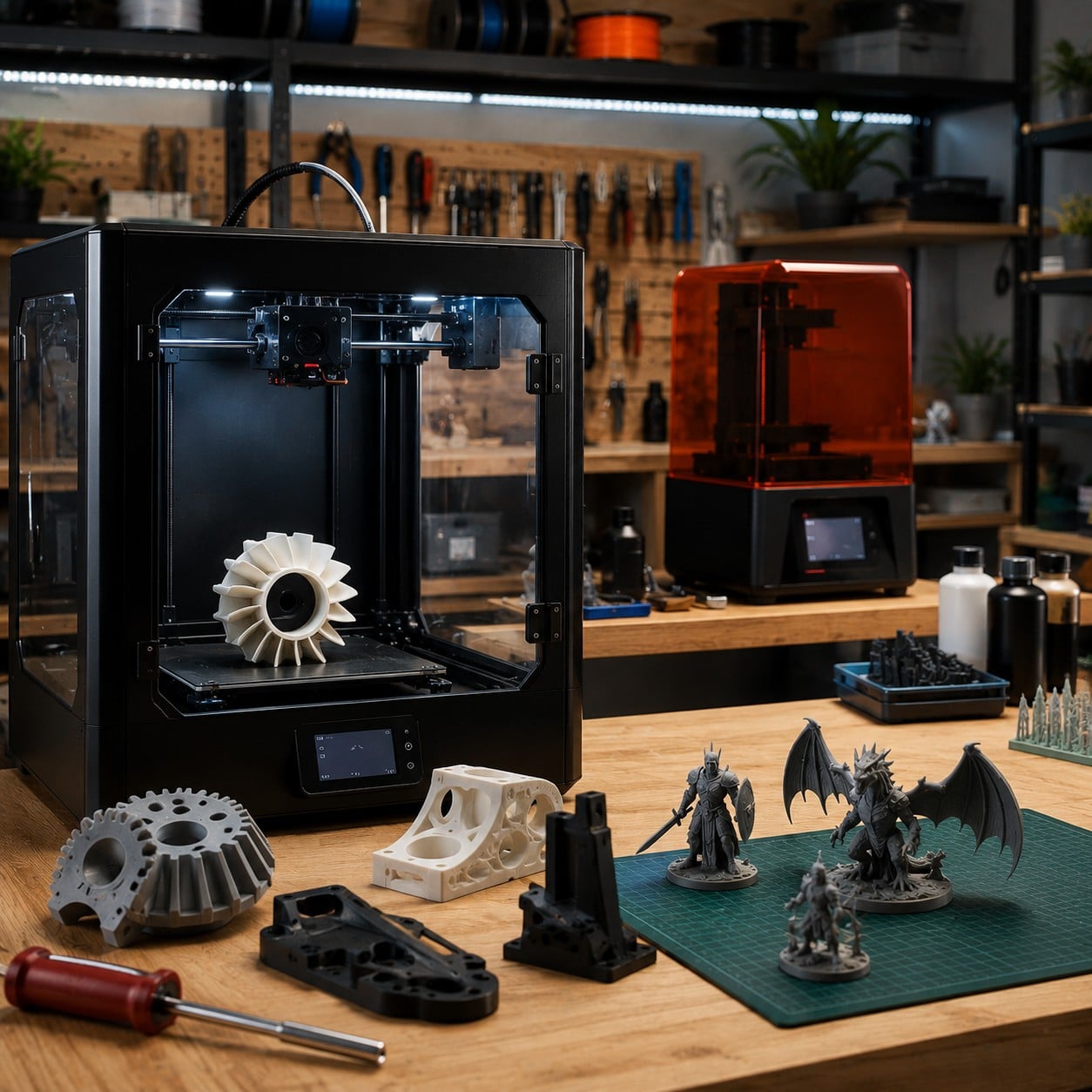 Impresoras 3D de gama media y alta en un taller de fabricación digital