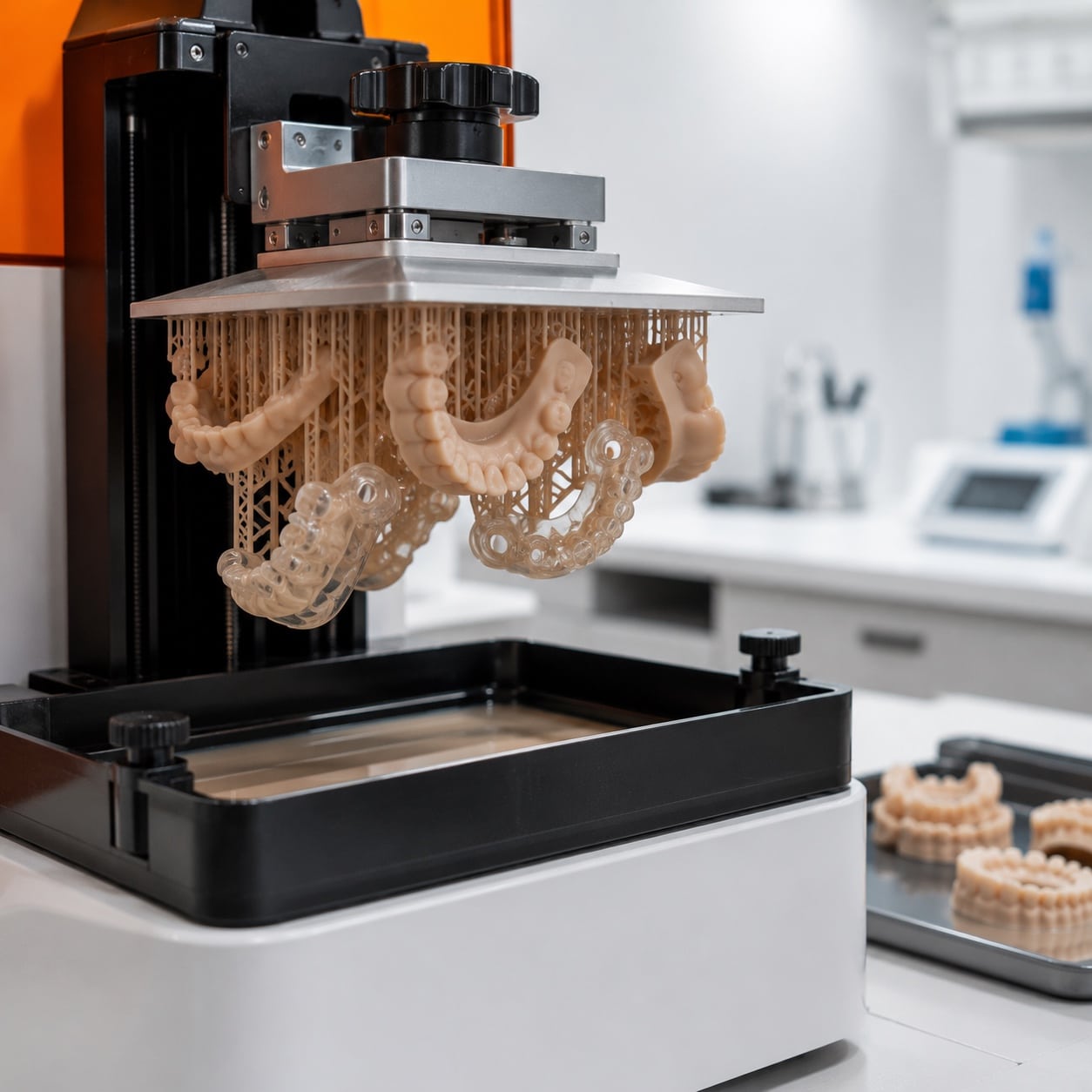 Impresora 3D dental fabricando modelos de arcadas para un flujo de odontología digital