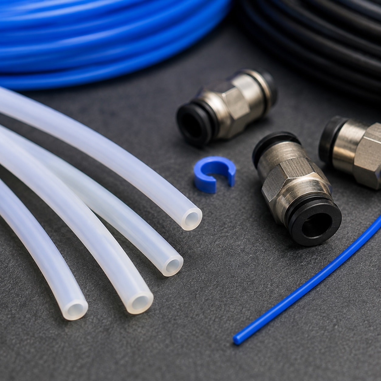 Tubos PTFE y racores para el guiado de filamento en una impresora 3D