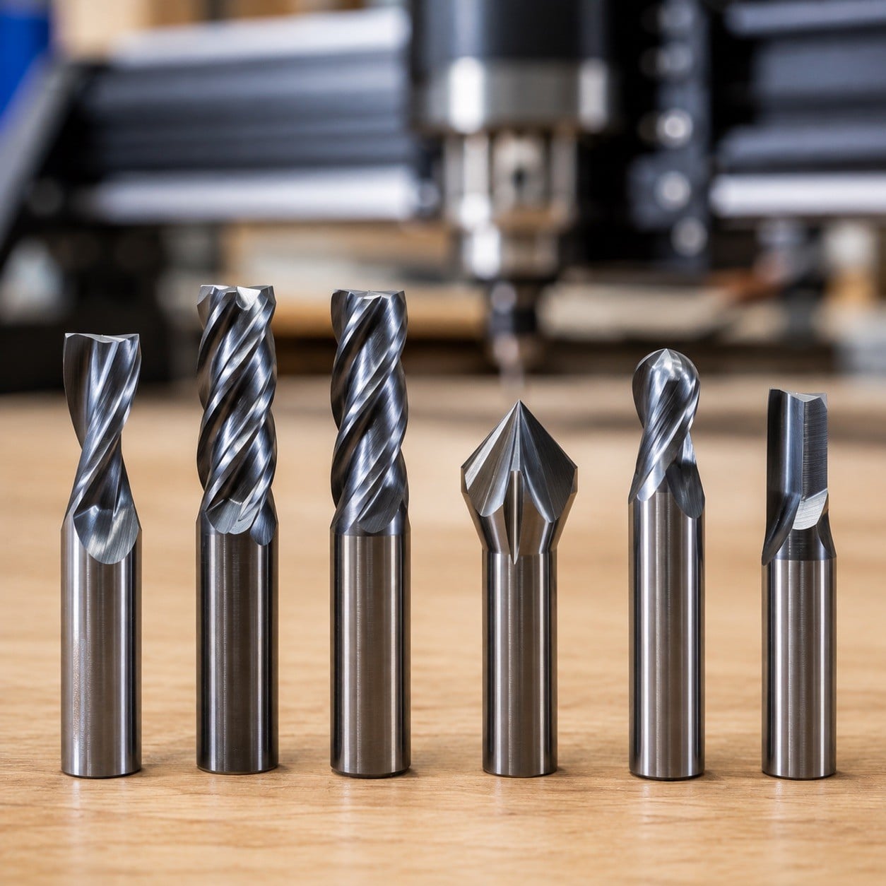 Diferentes tipos de fresas CNC para corte, grabado y mecanizado 3D