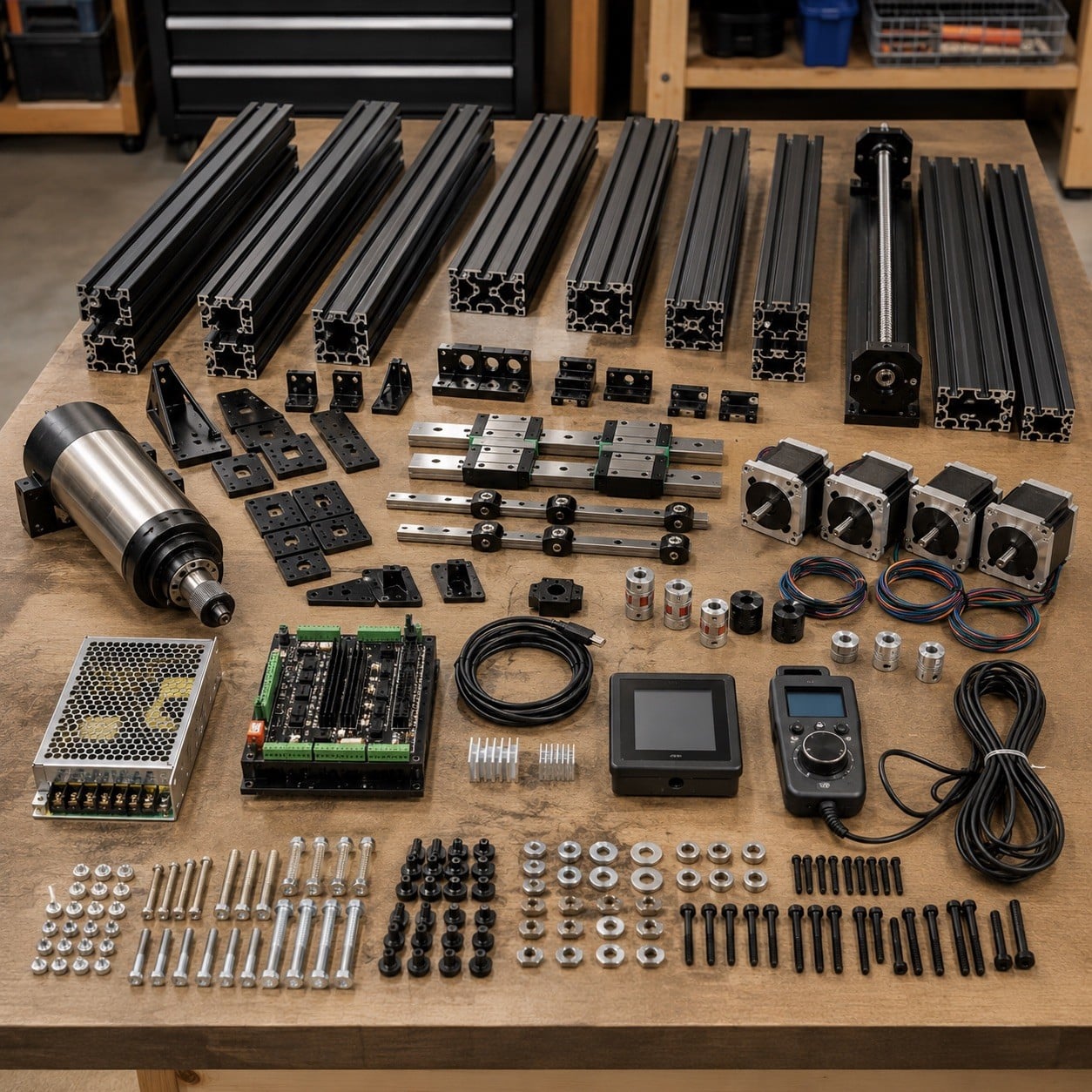 Kit CNC con estructura, motores, transmisión y electrónica de control