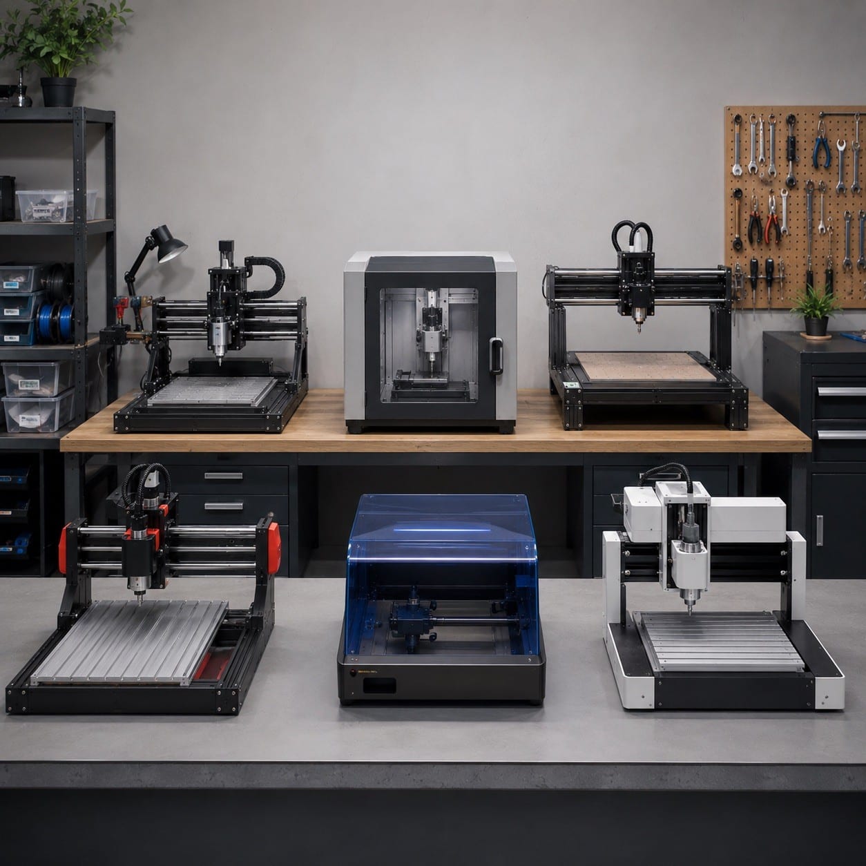 Varias máquinas CNC de distintas marcas y formatos