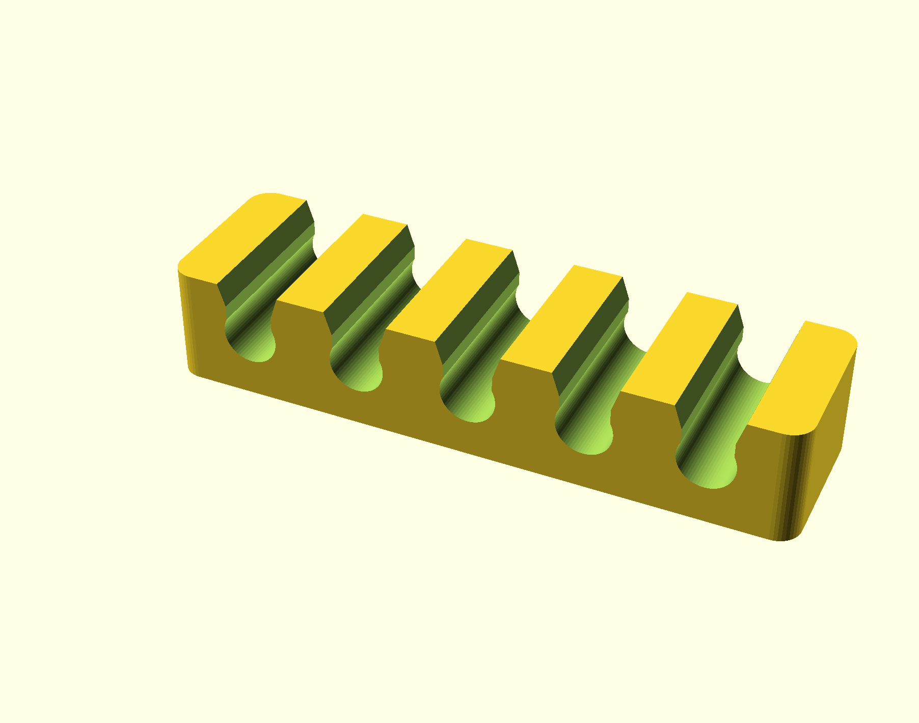 Modelo 3D del organizador de cables generado en OpenSCAD