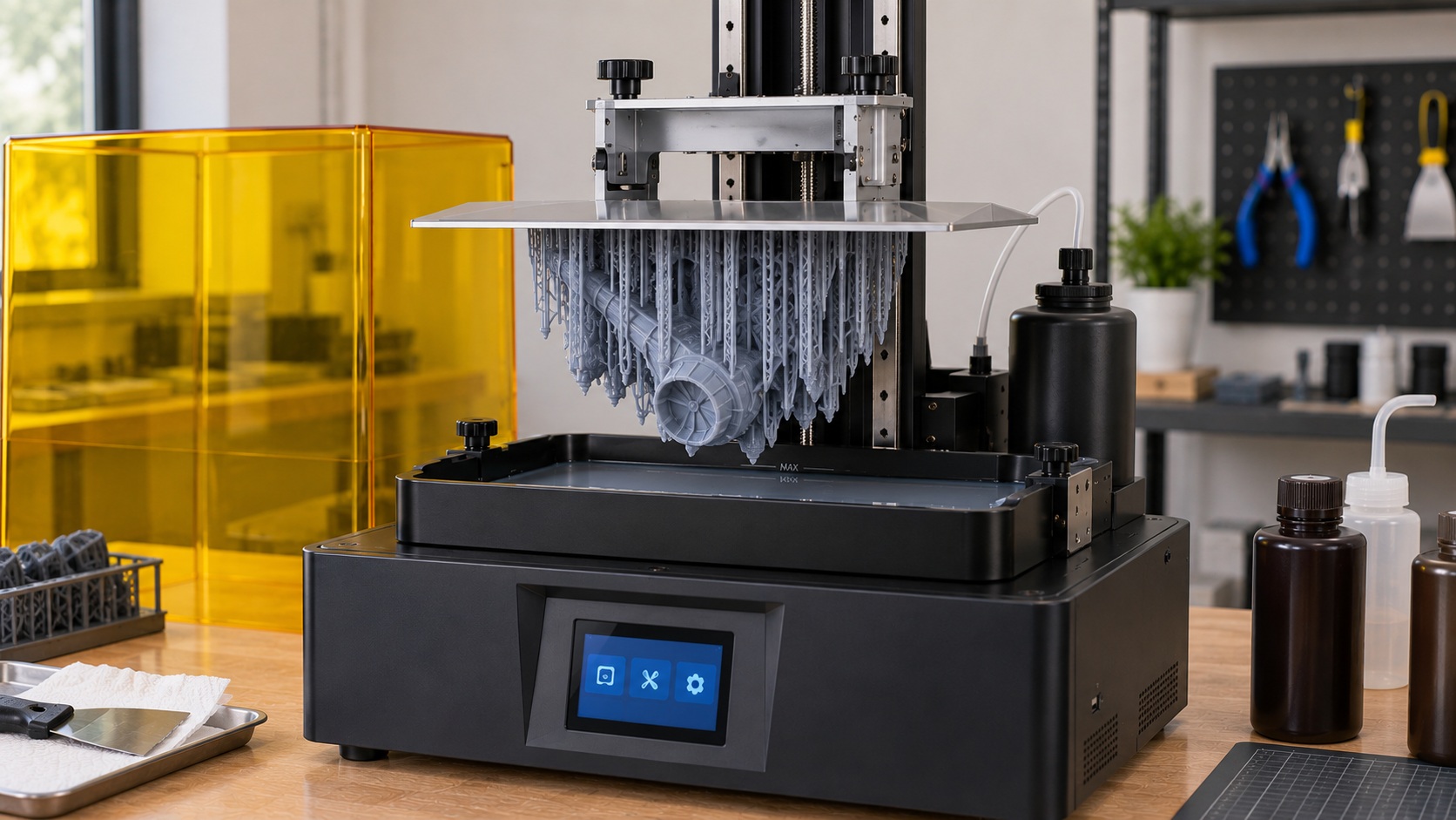 Anycubic Photon M3 Max imprimiendo un busto grande de resina.