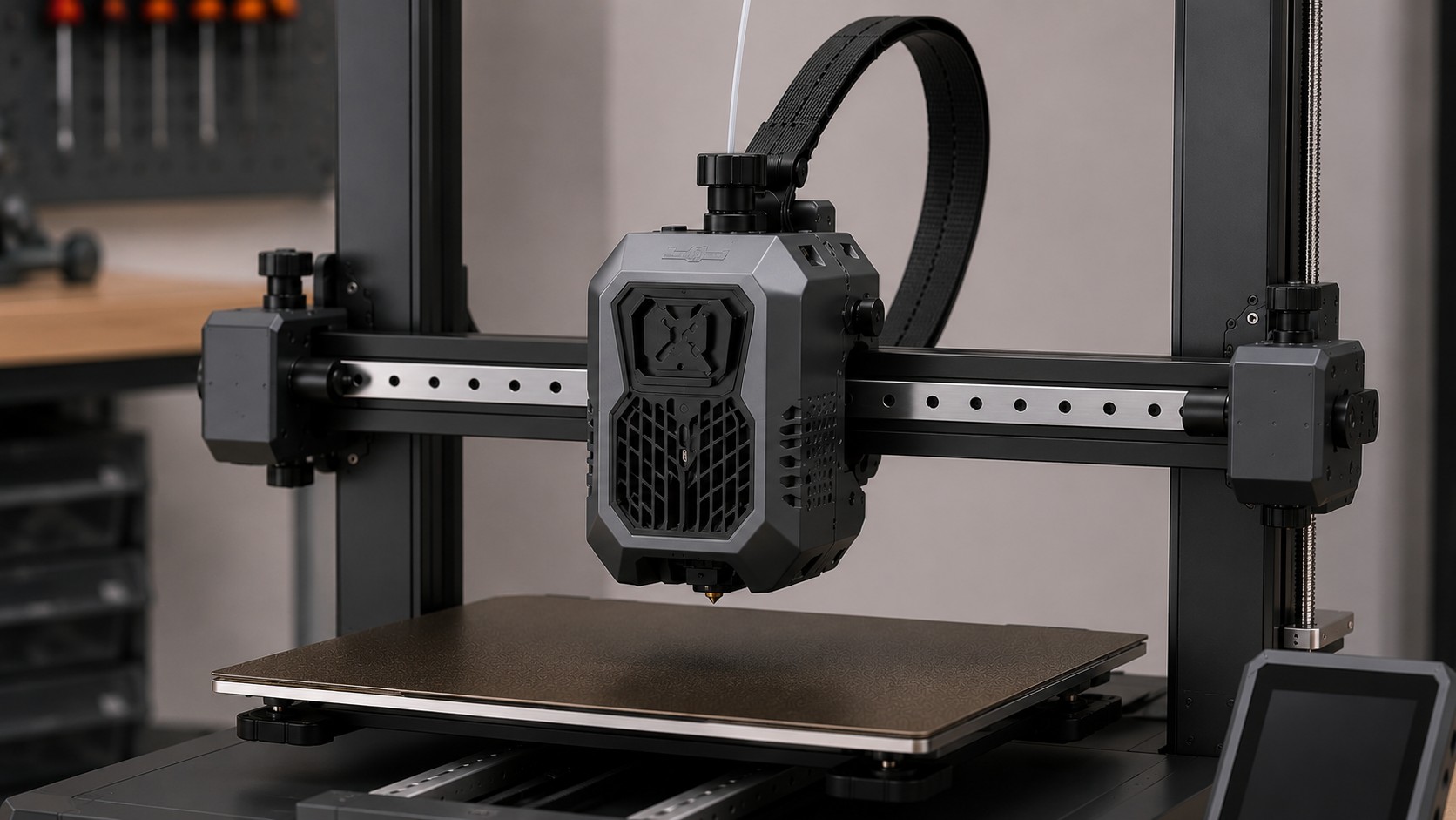 Detalle de Klipper con input shaping sobre guías lineales en la Artillery Sidewinder X4 Pro