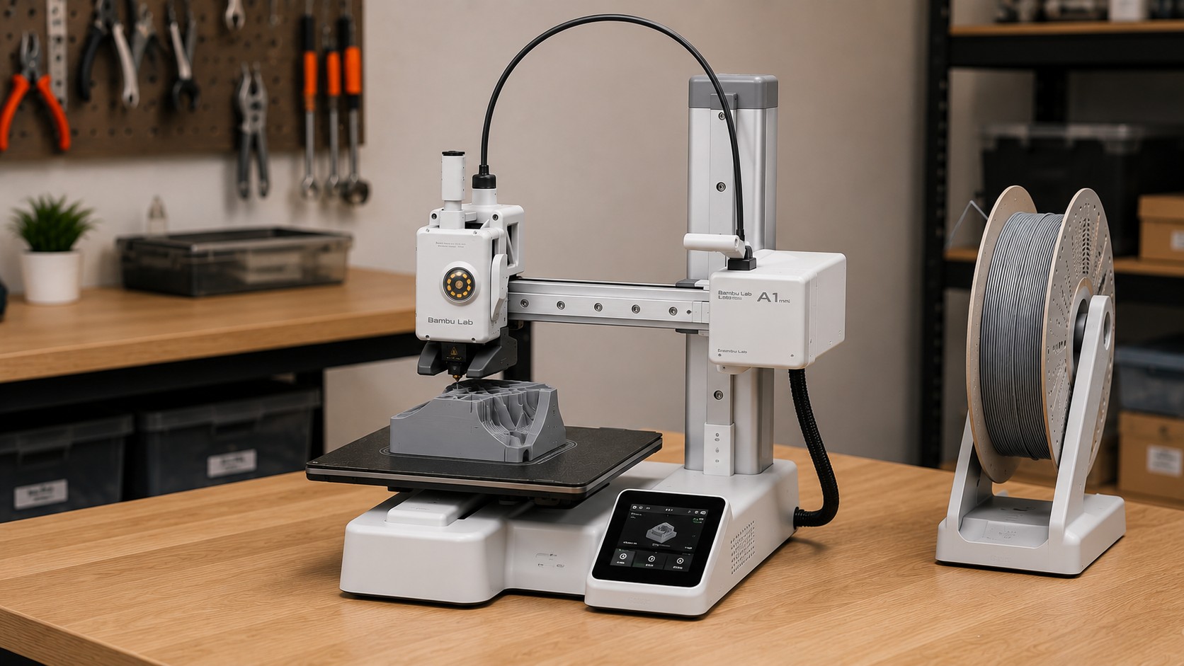 Bambu Lab A1 mini imprimiendo una pieza pequeña