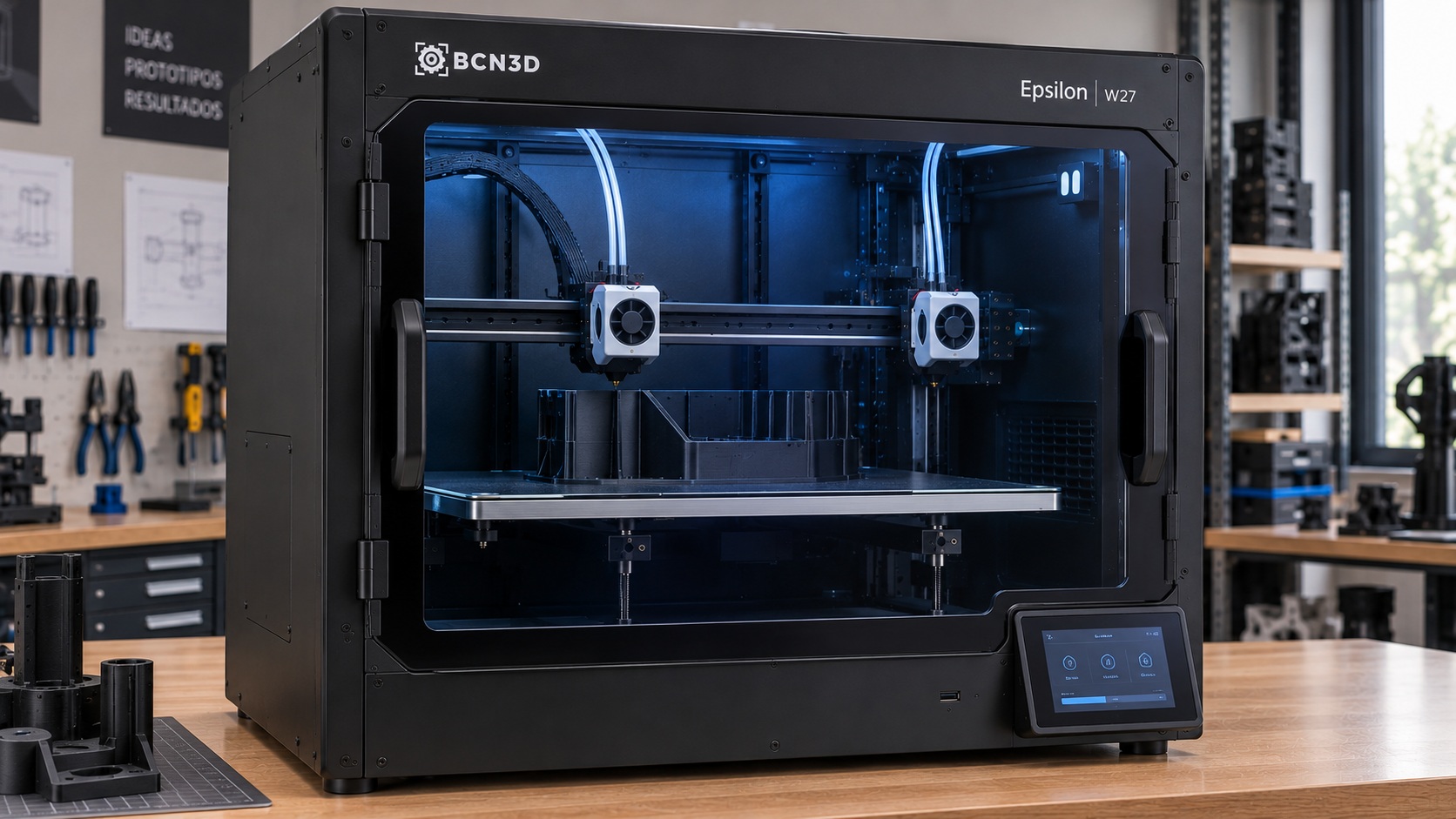BCN3D Epsilon W27 imprimiendo con dos cabezales IDEX.