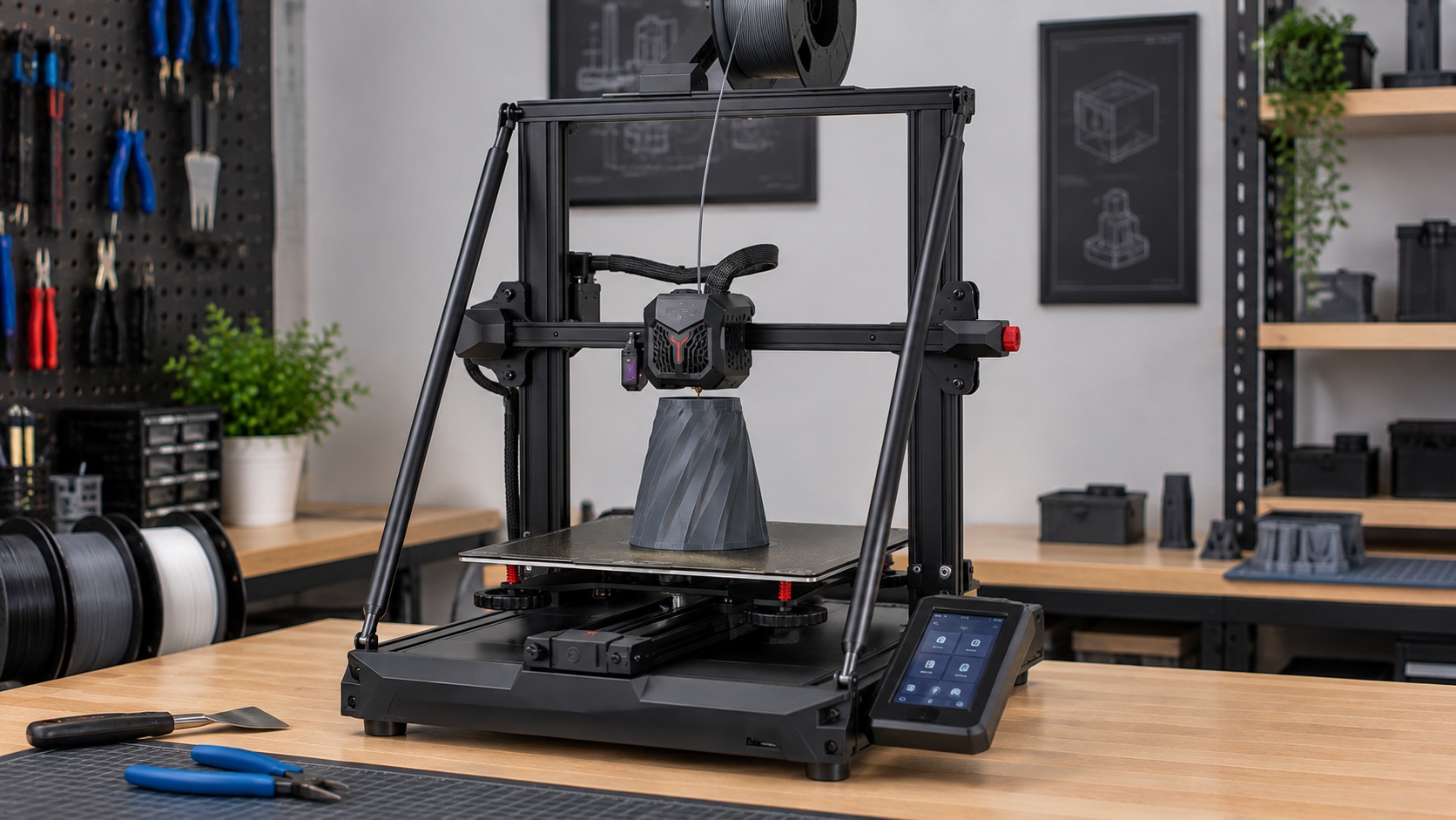 Creality CR-10 Smart Pro imprimiendo una pieza alta.
