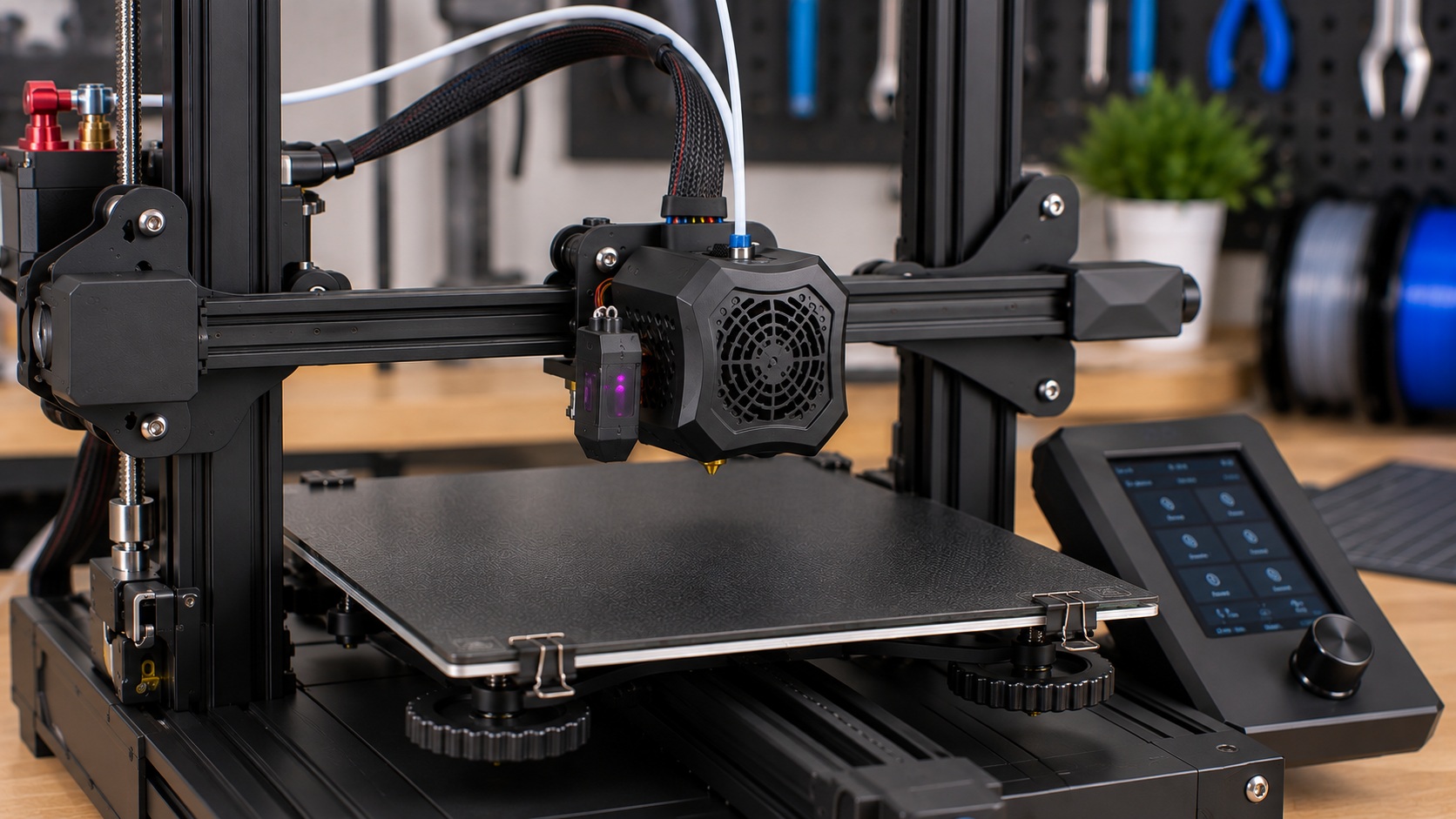 Detalle del CR Touch y placa flexible de la Ender-3 V2 Neo.