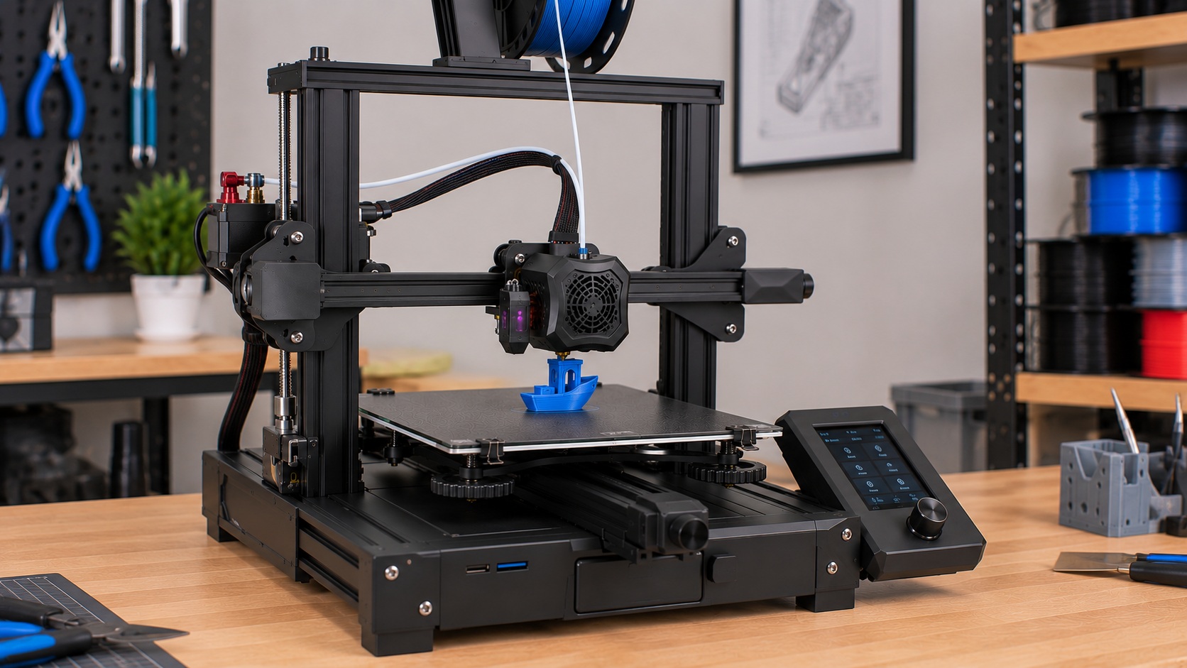 Creality Ender-3 V2 Neo imprimiendo con CR Touch instalado de fábrica.