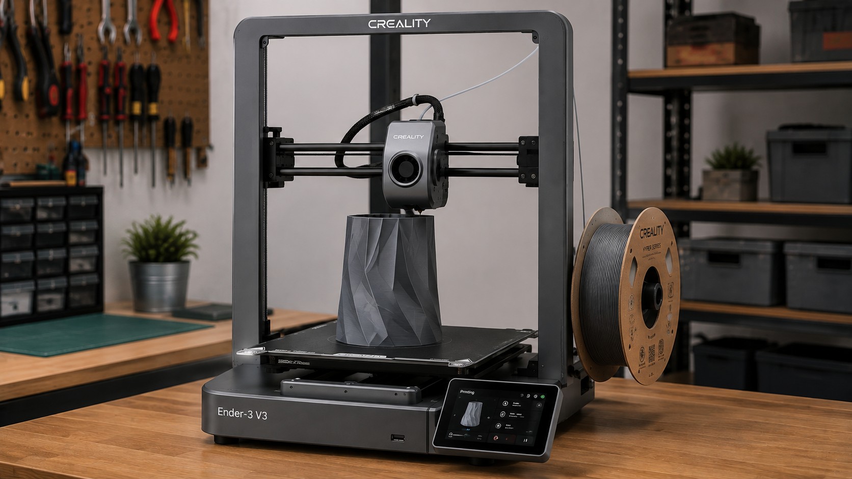 Creality Ender-3 V3 imprimiendo una pieza mecánica