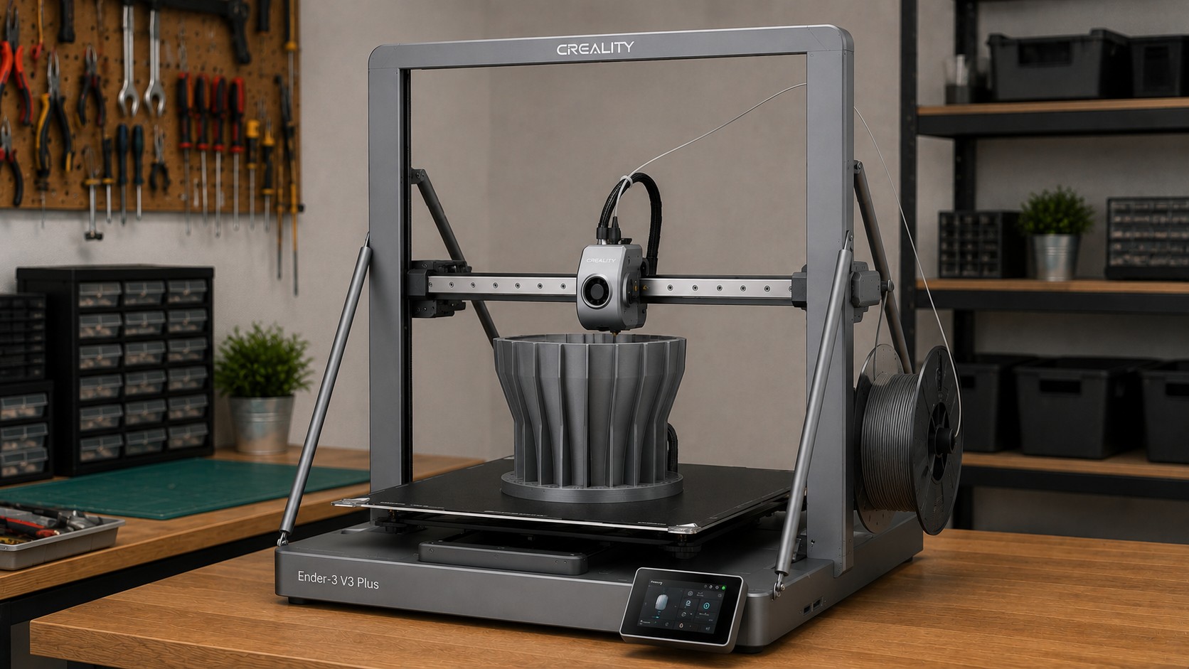 Creality Ender-3 V3 Plus imprimiendo una pieza grande
