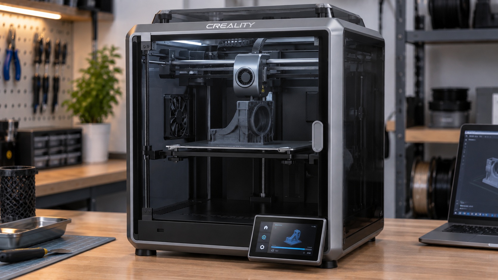 Creality K1 imprimiendo una pieza de filamento