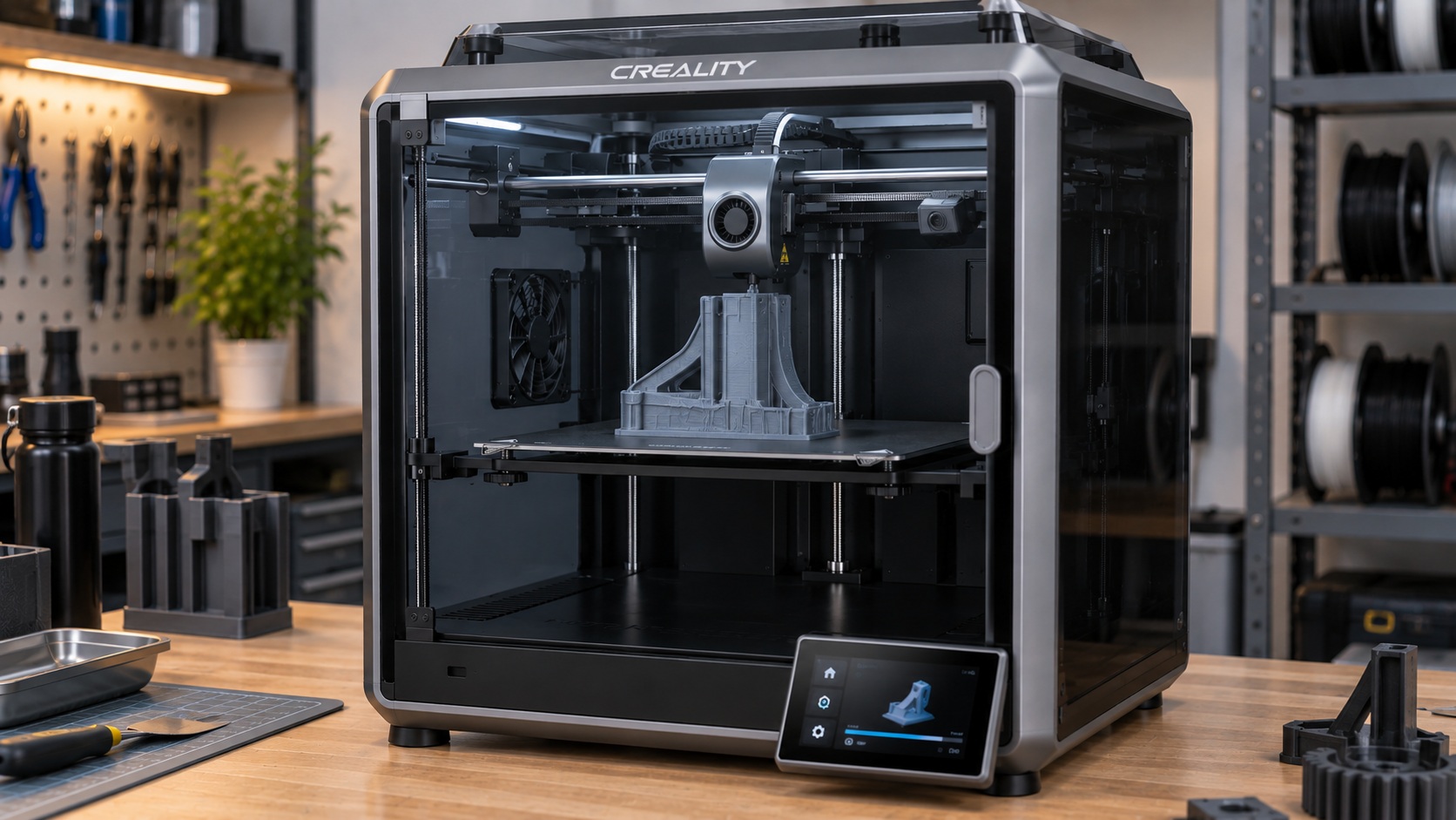 Creality K1 Max imprimiendo una pieza de filamento