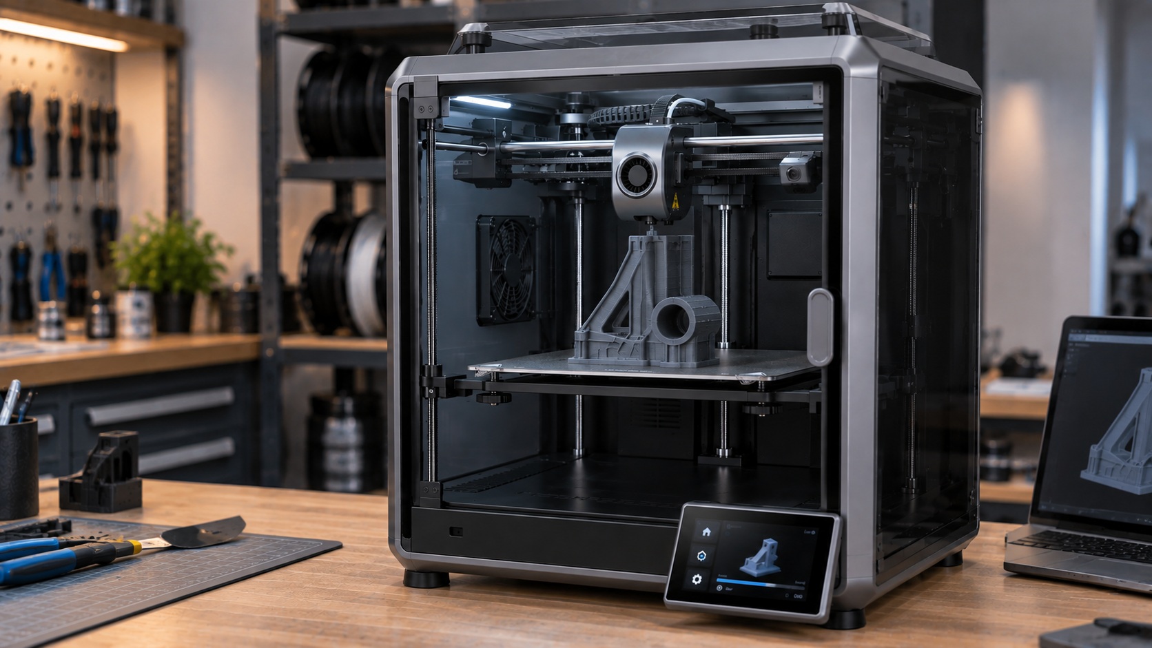 Creality K1C imprimiendo una pieza de filamento