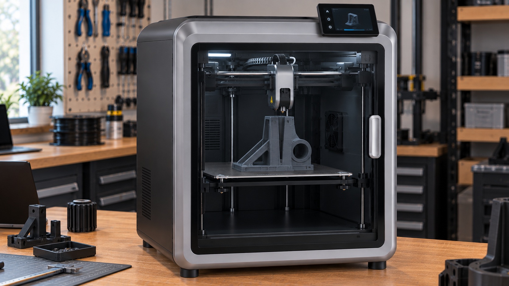 Creality K2 Pro imprimiendo una carcasa funcional
