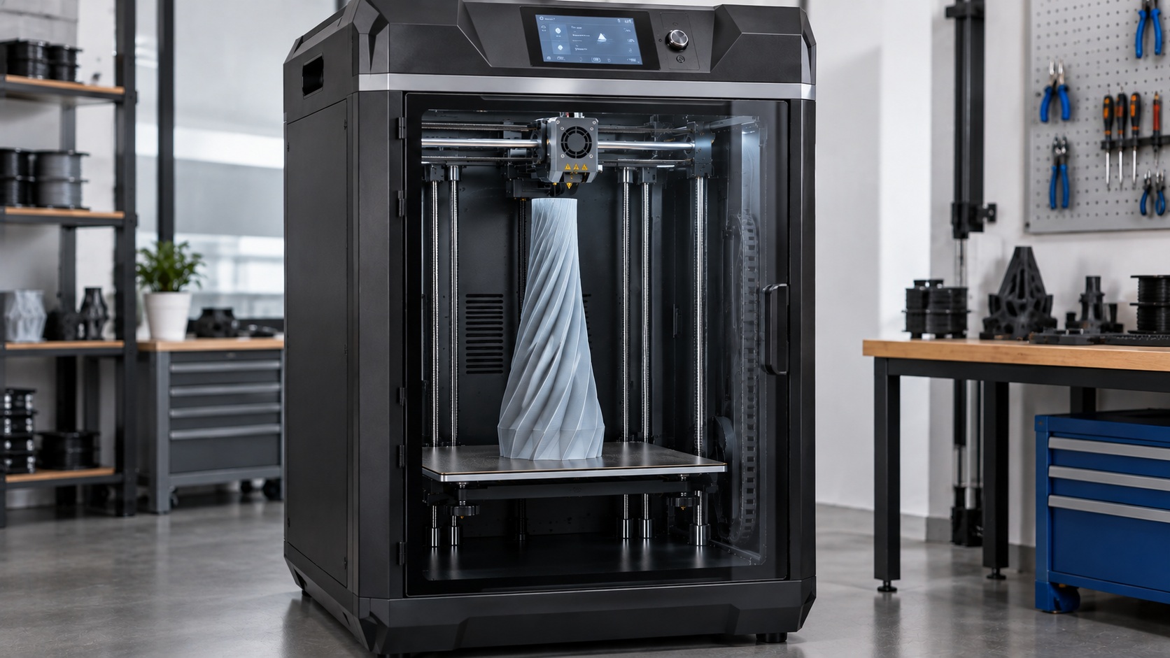 Flashforge Guider 3 Plus imprimiendo una pieza de gran altura.