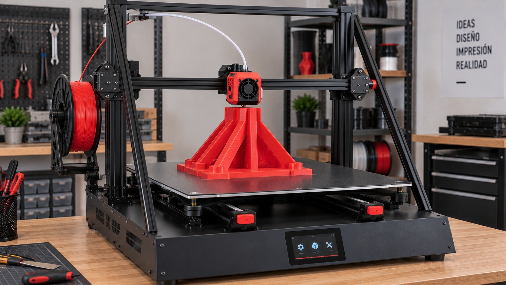 Hellbot Magna 2 500 imprimiendo una pieza de gran tamaño.