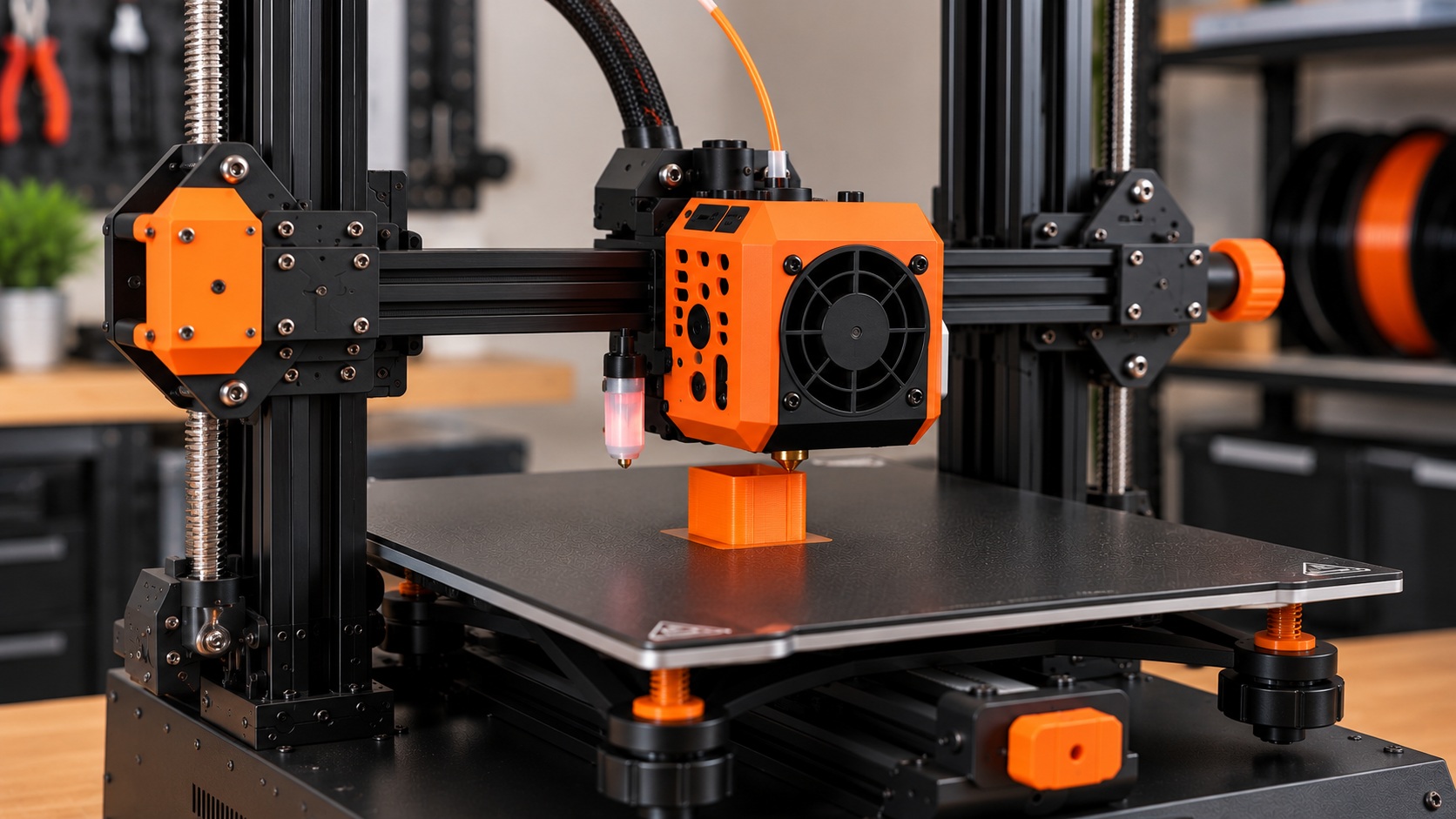 Detalle del autonivelado y extrusor directo de la Hellbot Magna SE Pro.