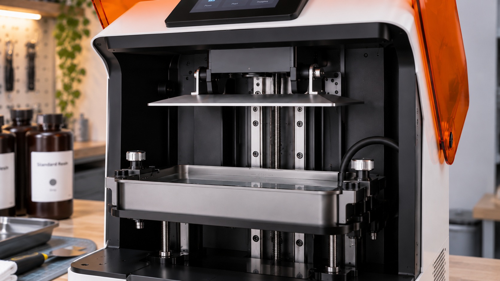 Detalle de placa twist-to-release y arquitectura de cubeta móvil en la PioCreat HALOT-X1