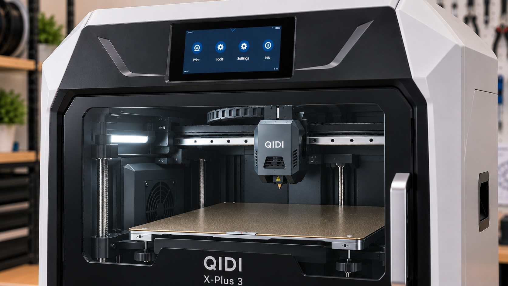 Detalle de cámara activa de 65 °c para abs y materiales de ingeniería en la QIDI X-Plus 3