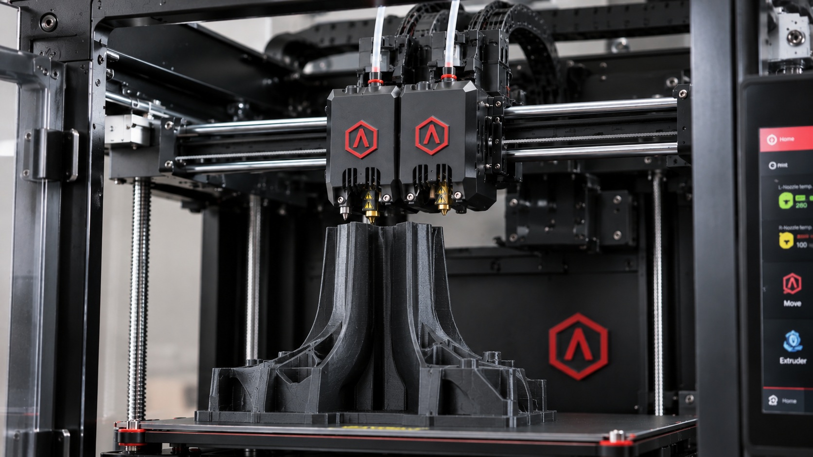 Detalle del doble cabezal de la Raise3D Pro3 HS.