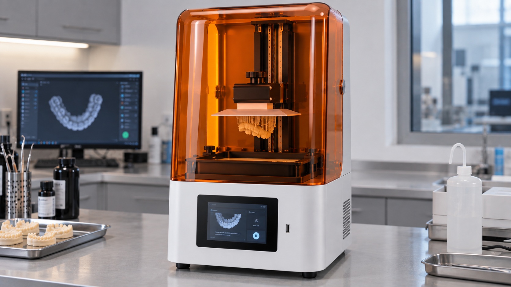 AccuFab-D1s produciendo modelos dentales mediante DLP.