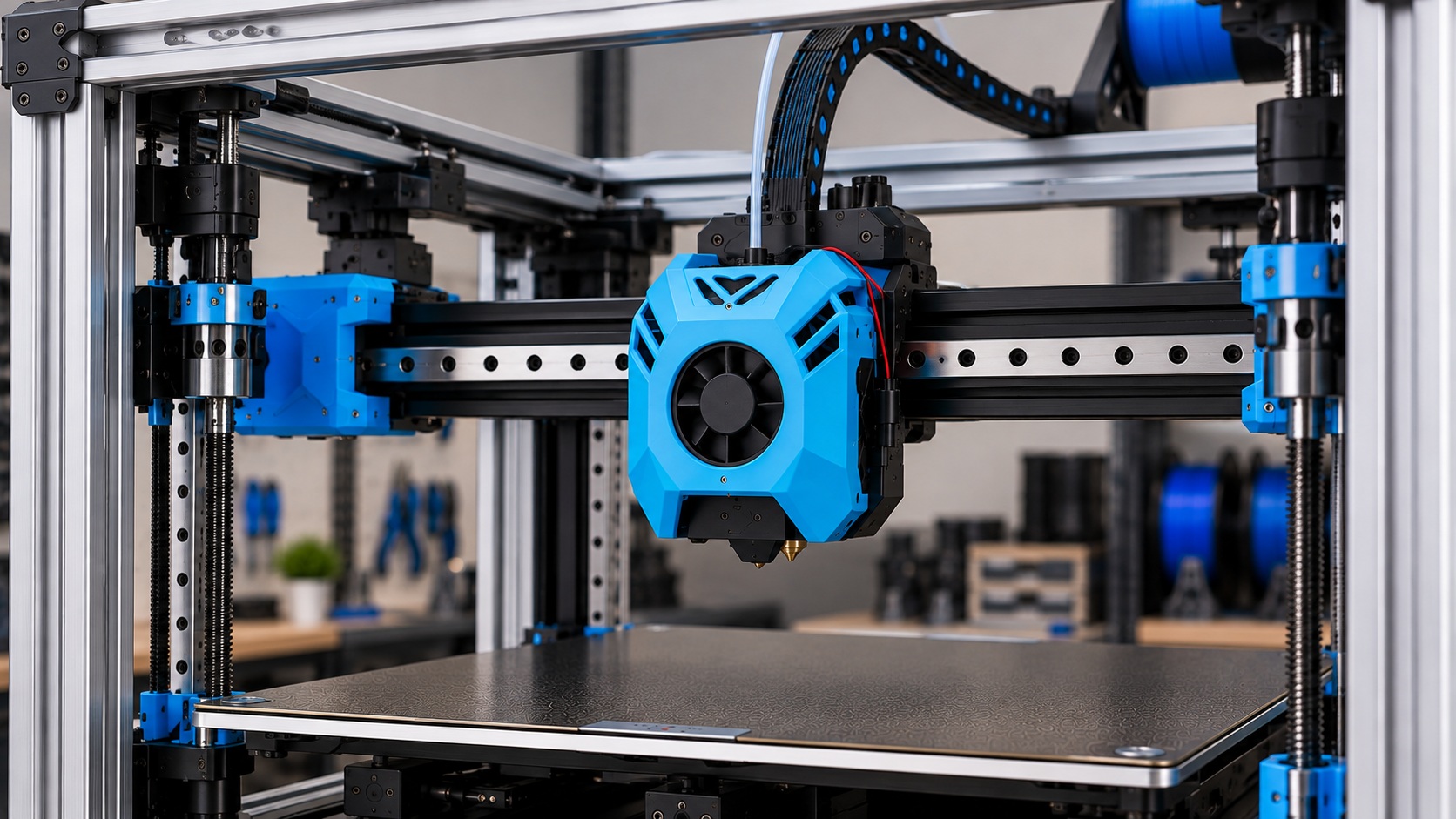 Detalle de la cinemática CoreXY y ejes Z de la Sovol SV08.
