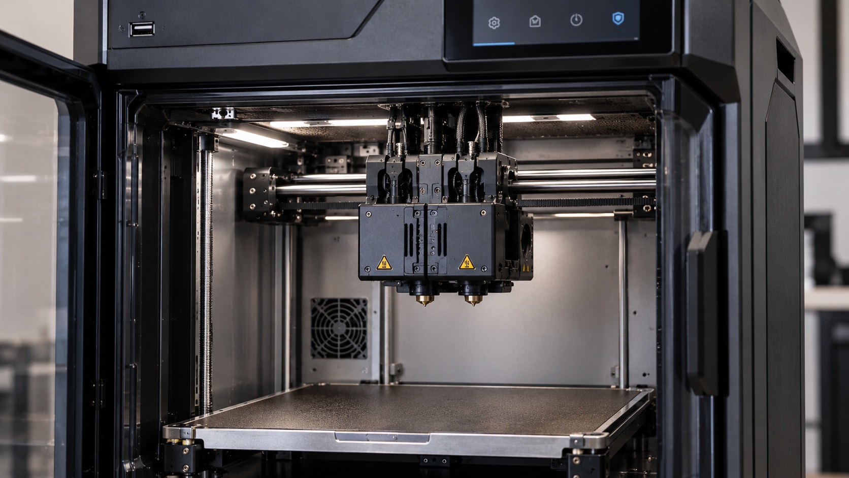 Detalle de los extrusores modulares de la UltiMaker Method X.