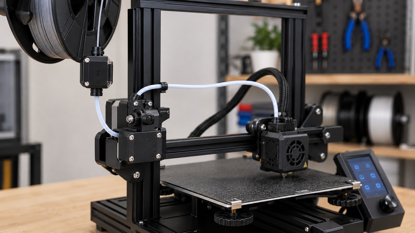 Detalle del sensor de fin de filamento de la Voxelab Aquila X2.